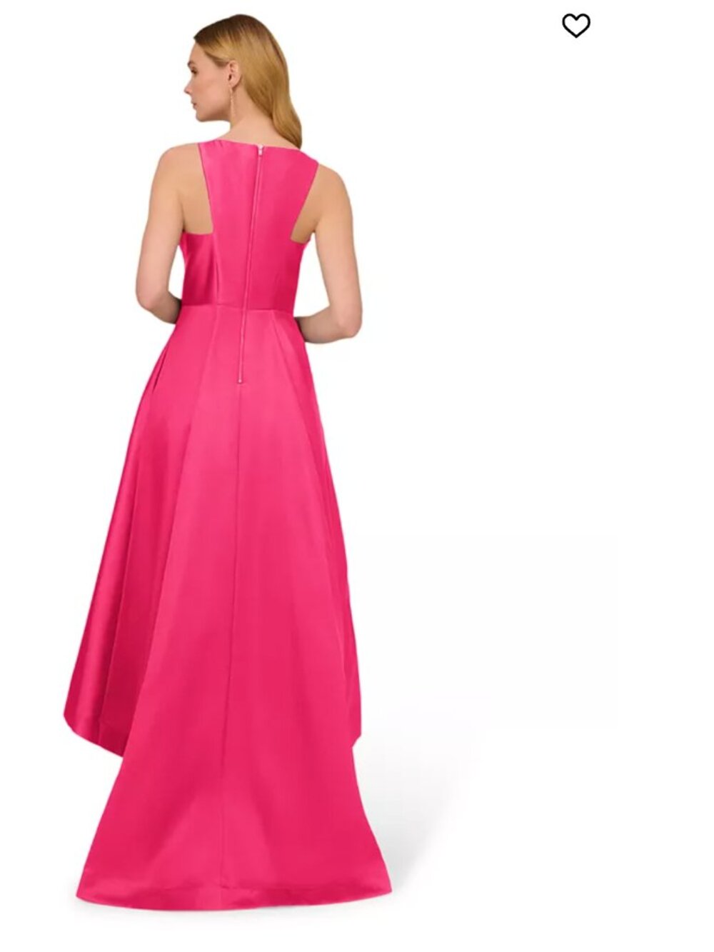 Adrianna Papell Mikado High Low Gown Electric Pink - Picture 2 of 3